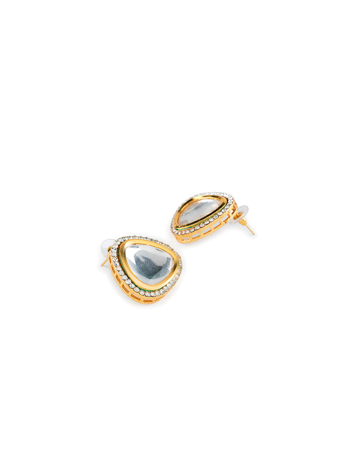 Priyaasi White Stone Studded Multilayer Gold-Plated Choker Jewellery Set