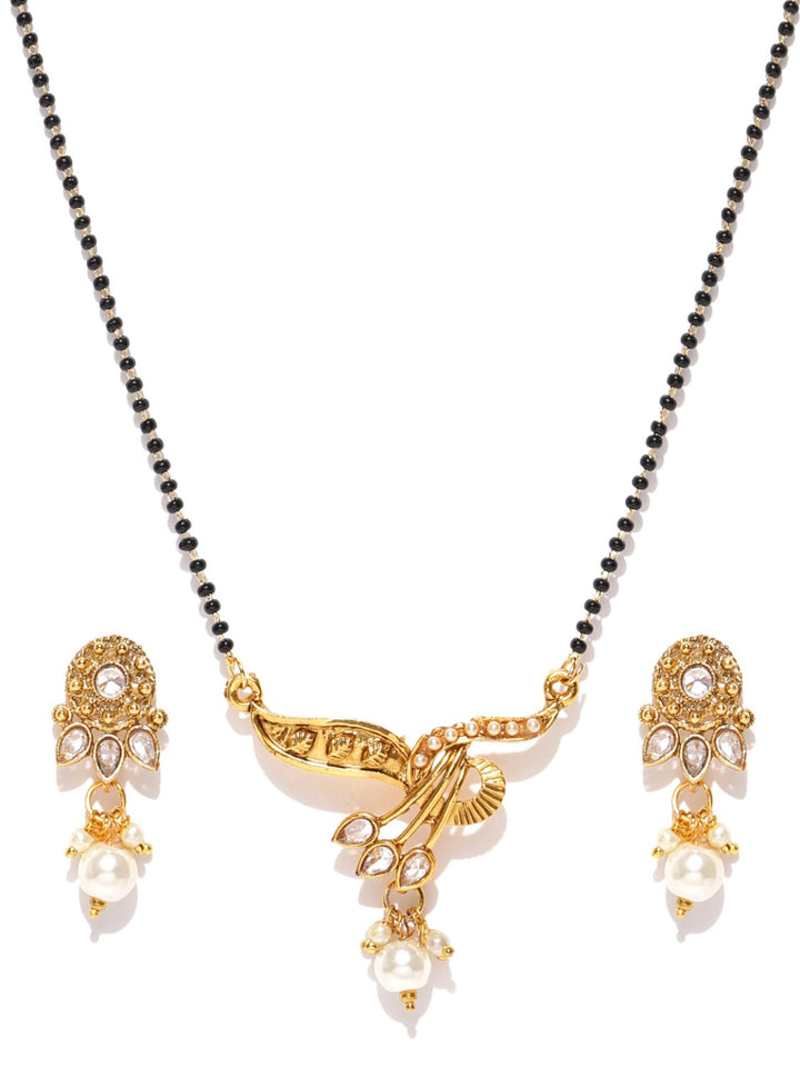 Gold Plated Kundan Mangalsutra With Earrings Set