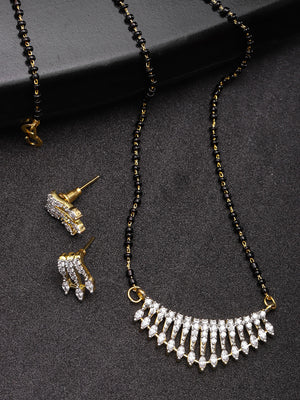 Stylish Gold Plated American Diamond Mangalsutra Set For Women