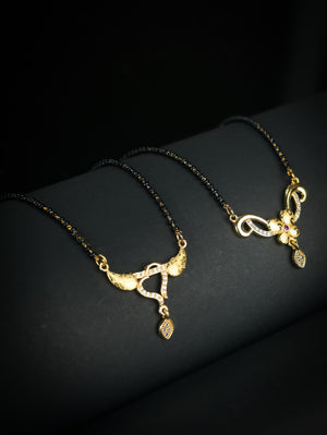 Set of 2 American Diamond Gold Plated Mangalsutra