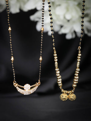 Set of 2 American Diamond Rose Gold Plated Mangalsutra