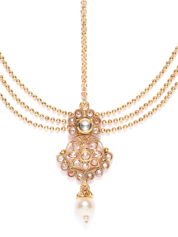 Exclusive Gold Plated Maathapatti with Gold Bead Chain For Women And Girls