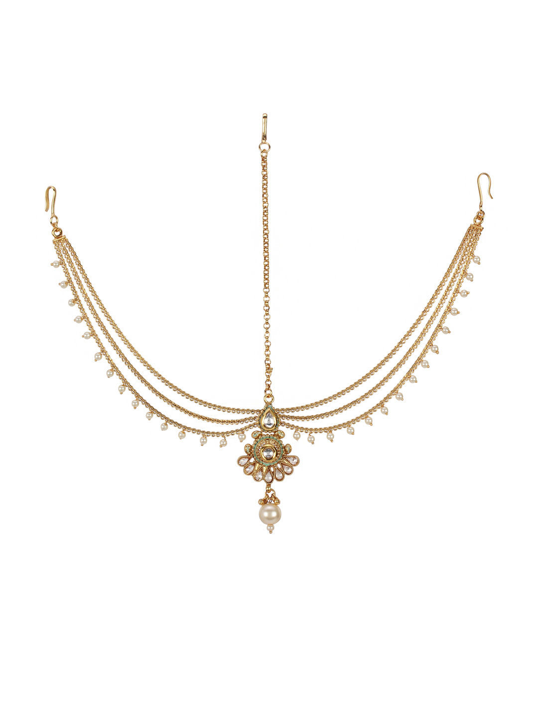 Designer Gold Plated Maathapatti With Gold Bead Chain For Women And Girls