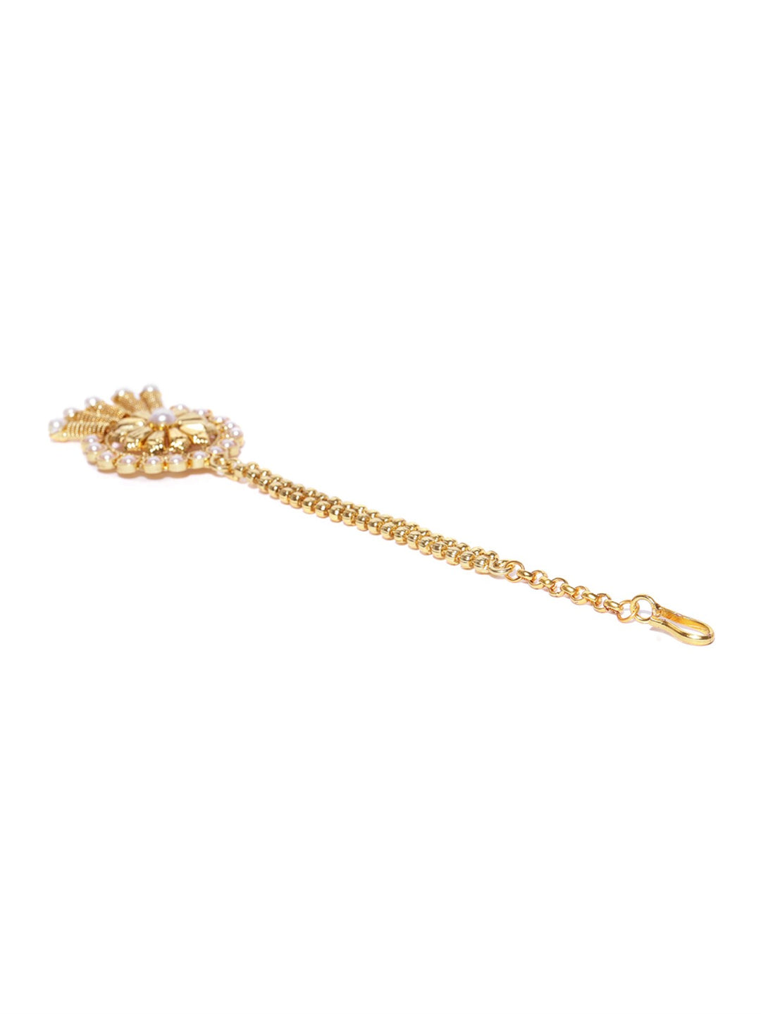 Women And Girls Gold-Plated Pearl Embellished MaangTikka