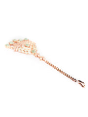 Green American Diamond Stones Rose Gold-Plated MaangTikka