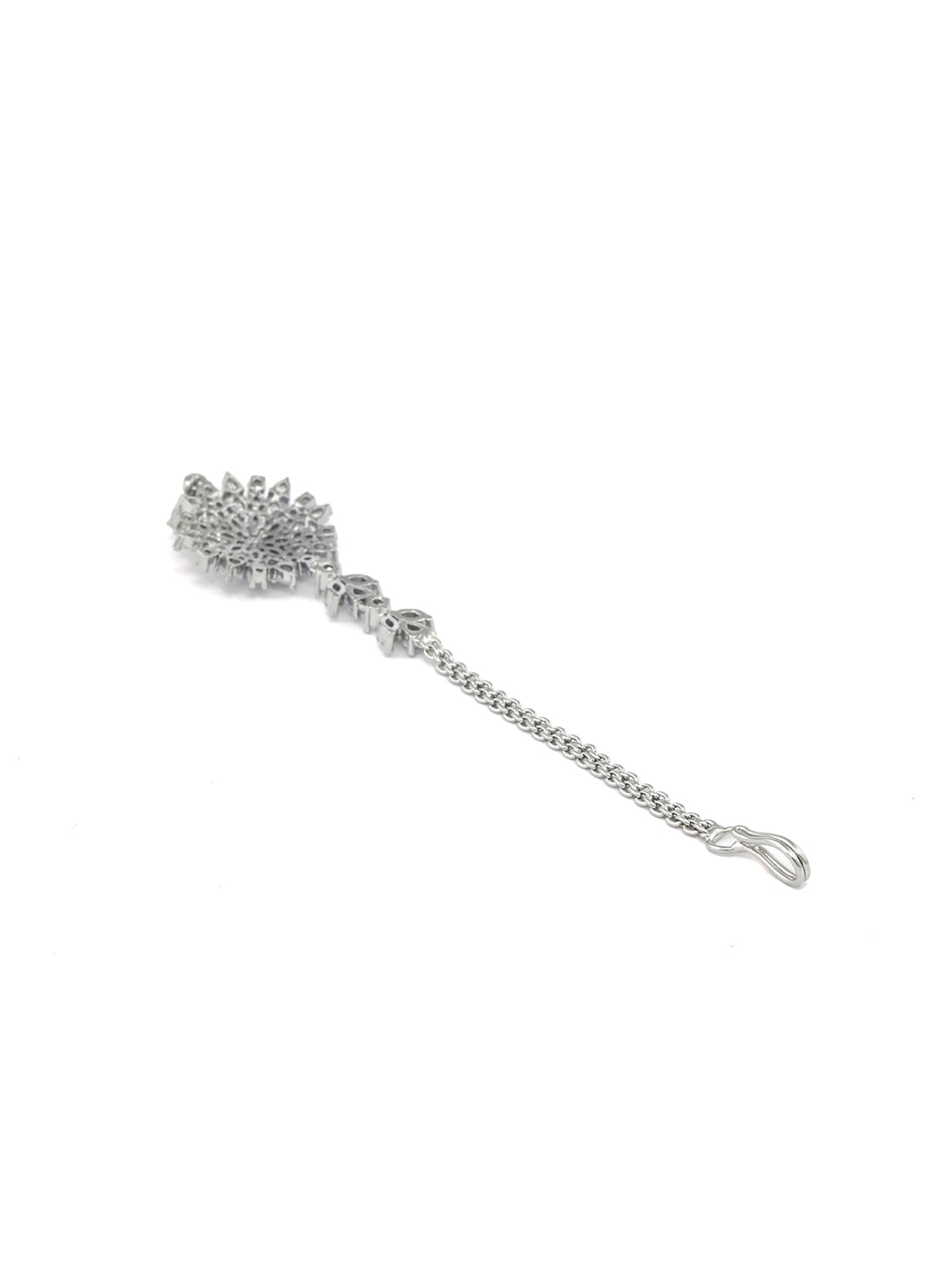 Phenomenally Lit - American Diamond Silver Plated Floral Maang Tikka