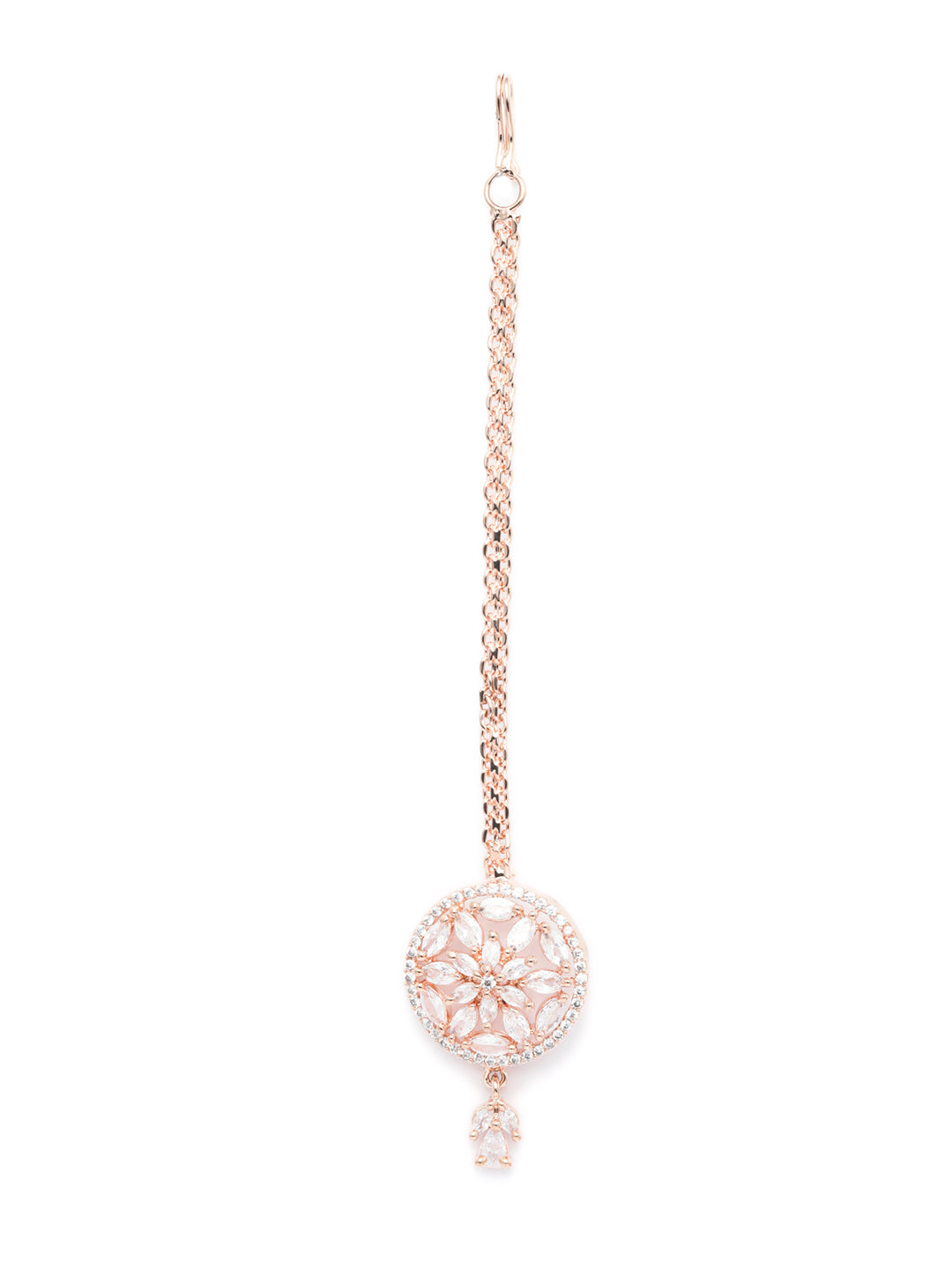 Blooming Flower Rose Gold Maang Tikka