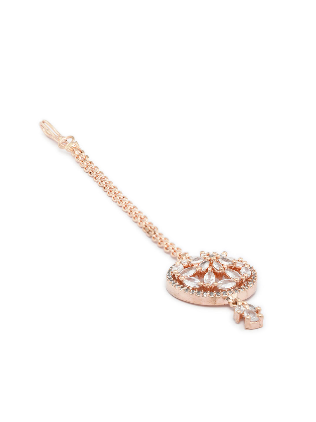 Blooming Flower Rose Gold Maang Tikka