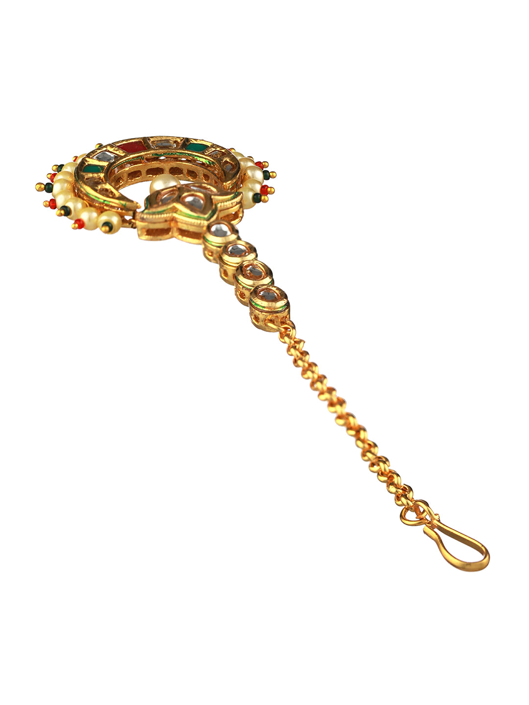 Multicolor Kundan Stone Studded Gold-Plated Maangtikka