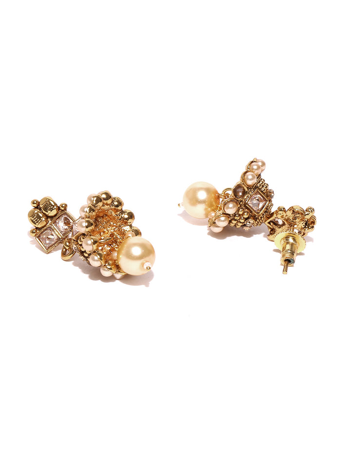 Kundan Beads Pearls Gold Plated Jewellery Set