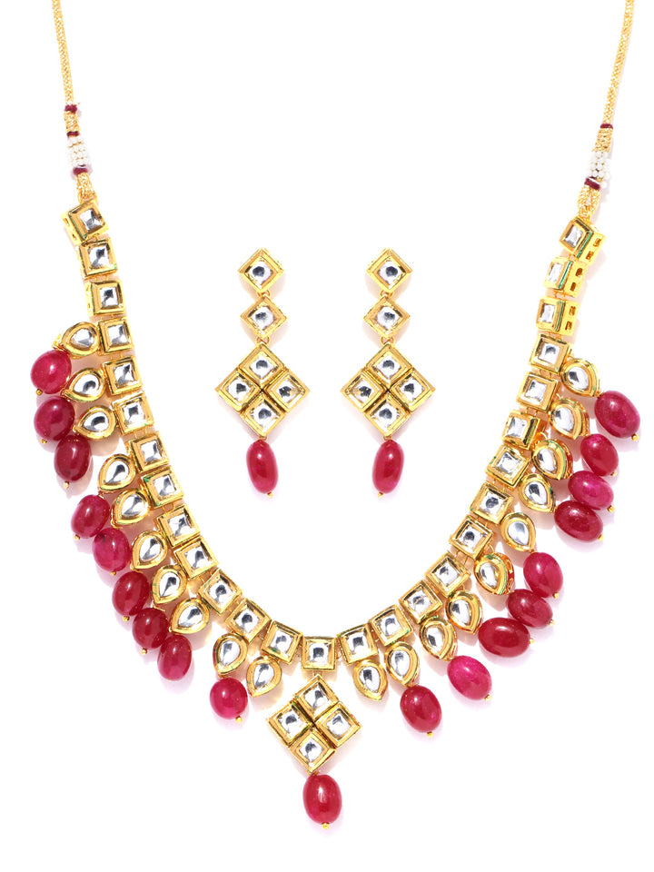 Kundan Ruby Gold Plated Jewellery Set