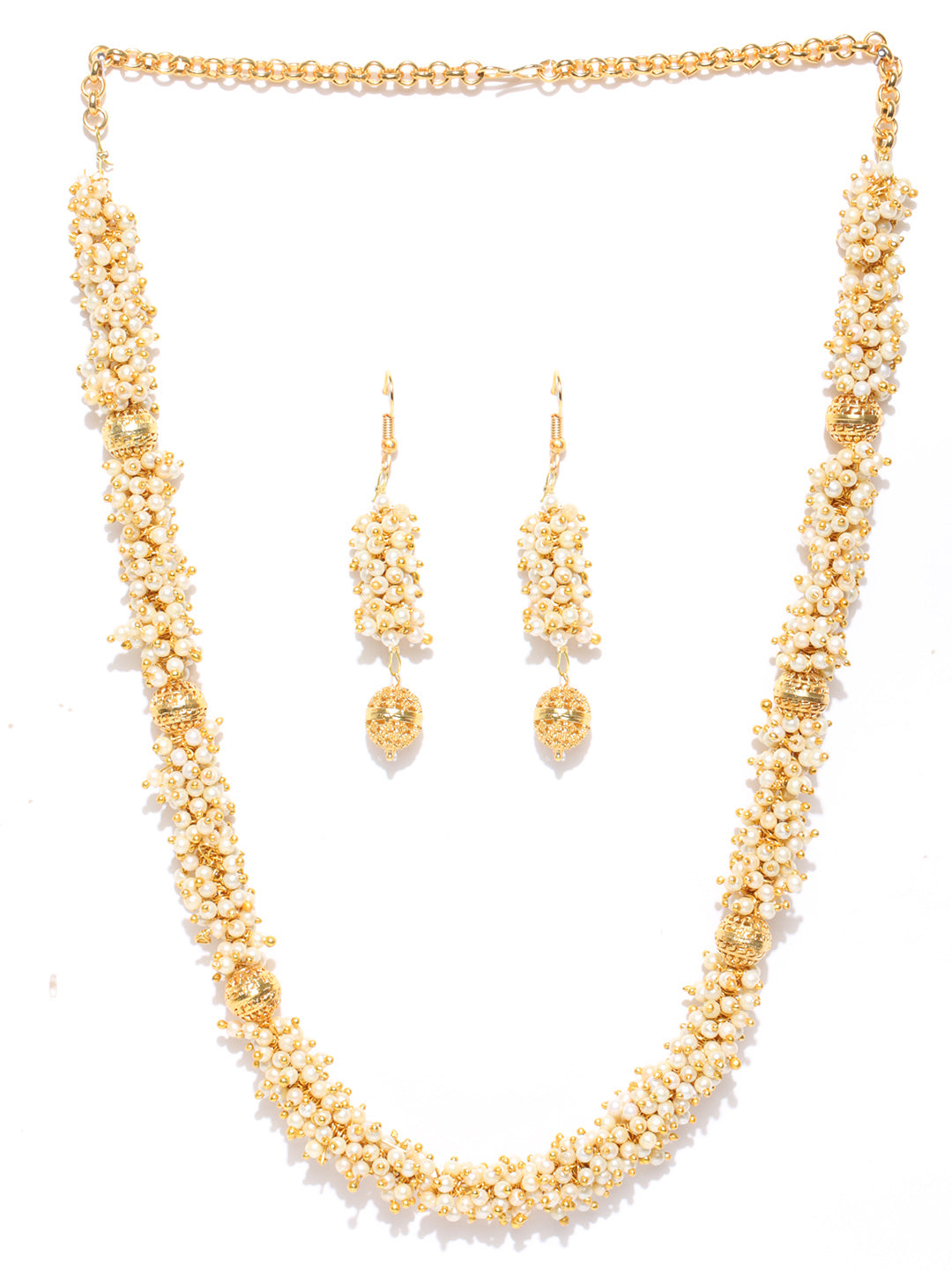 Yellow Pearls Beads Gold Plated Jewellery Set