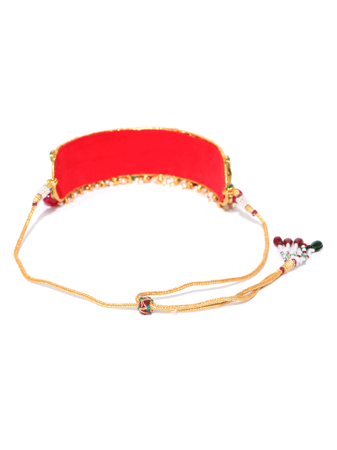 Ruby Emerald Kundan Beads Gold Plated MaangTika Jewellery Set