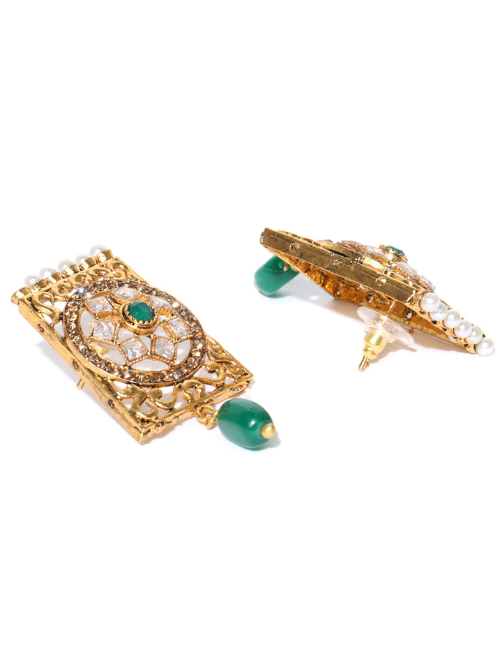 Emerald Beads Stones Gold Plated Choker