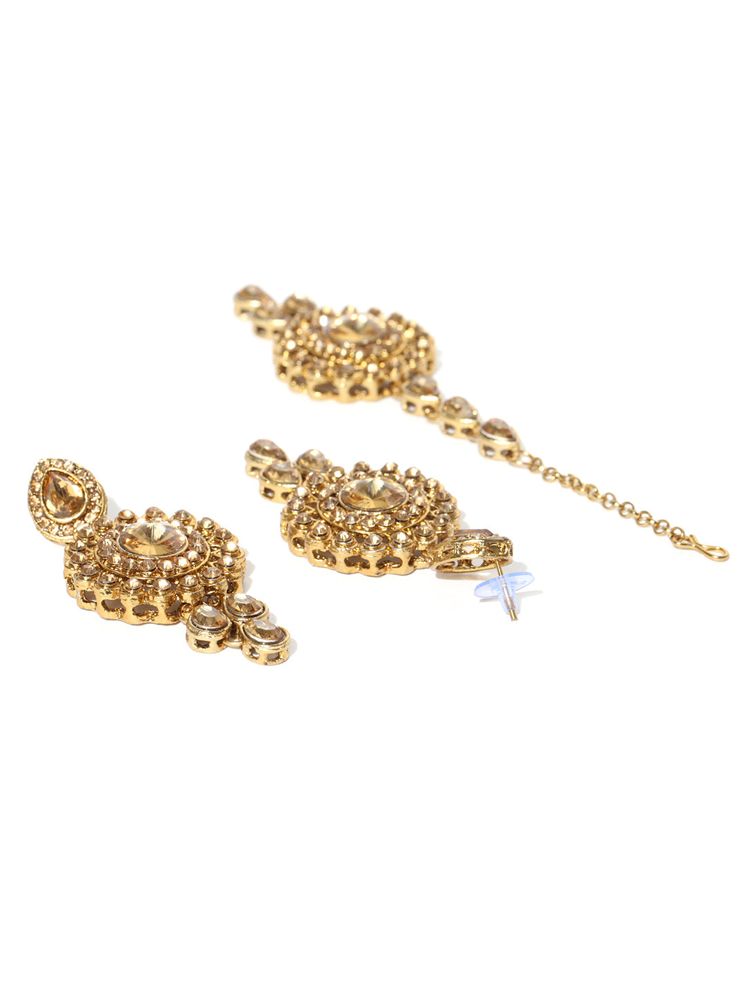 White Beads Kundan Gold Plated Ranihaar Jewellery Set
