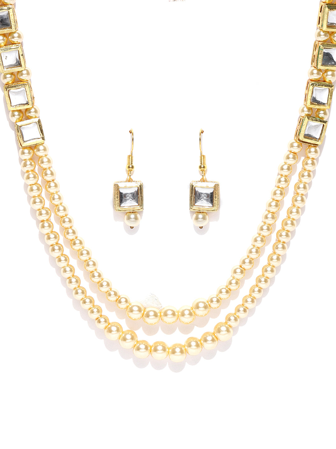Pearls Stones Gold Plated Jewellery Set