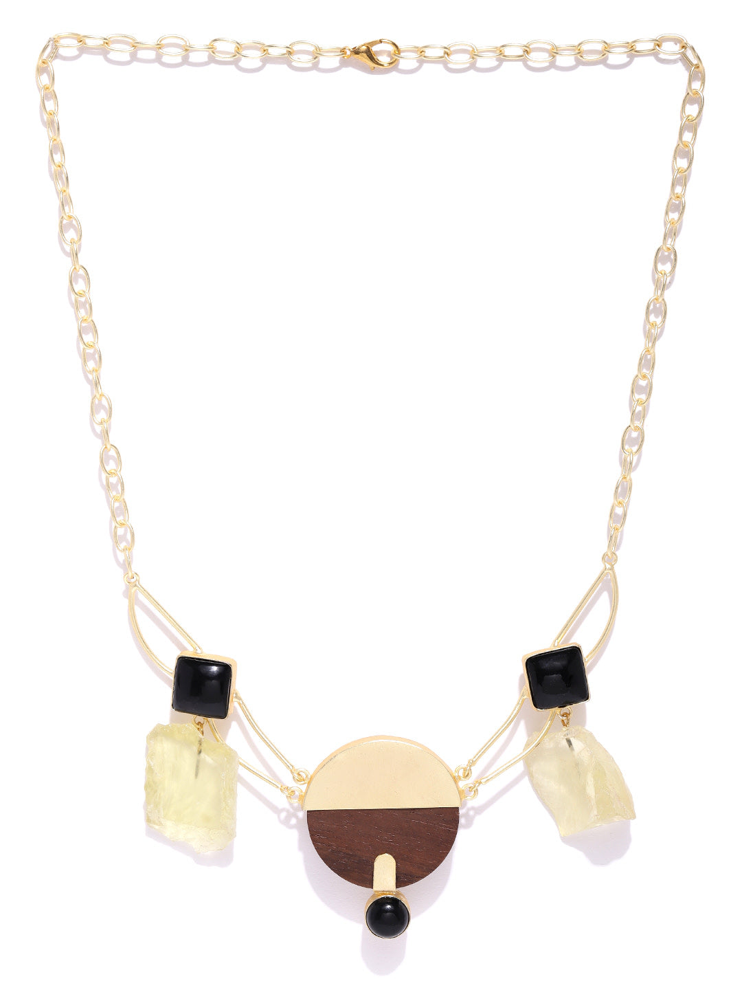 Fanfare Fashion-Teak Wood Gold Plated Leaf Necklace