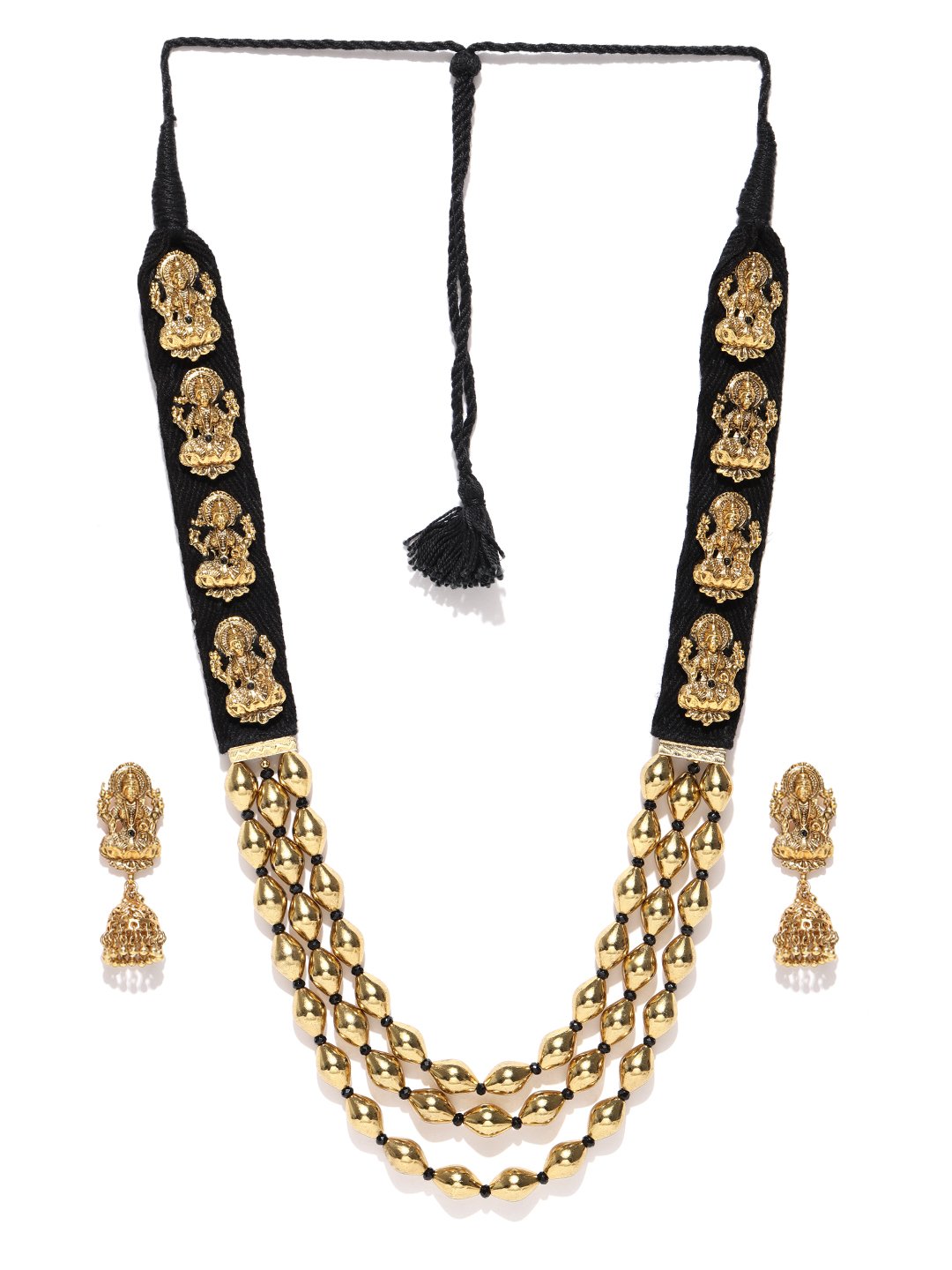 Black Gold Plated Temple Jewellery Set