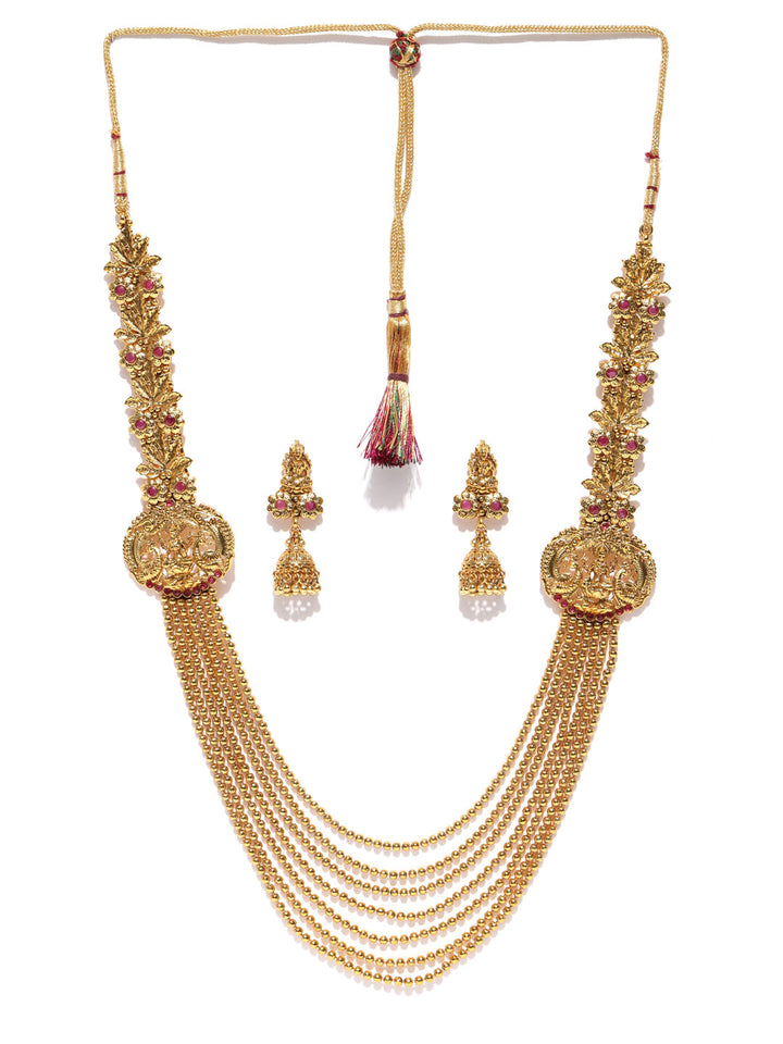 Gold Plated Temple Ranihaar Jewellery Set