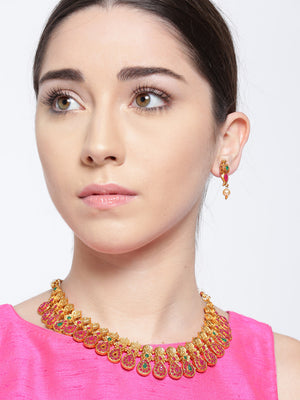 Ruby Emerlad Gold Plated Jewellery Set