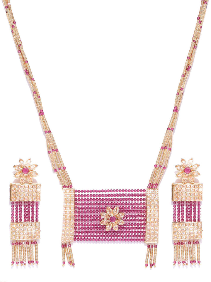 Ruby Gold Plated Floral Jewellery Set