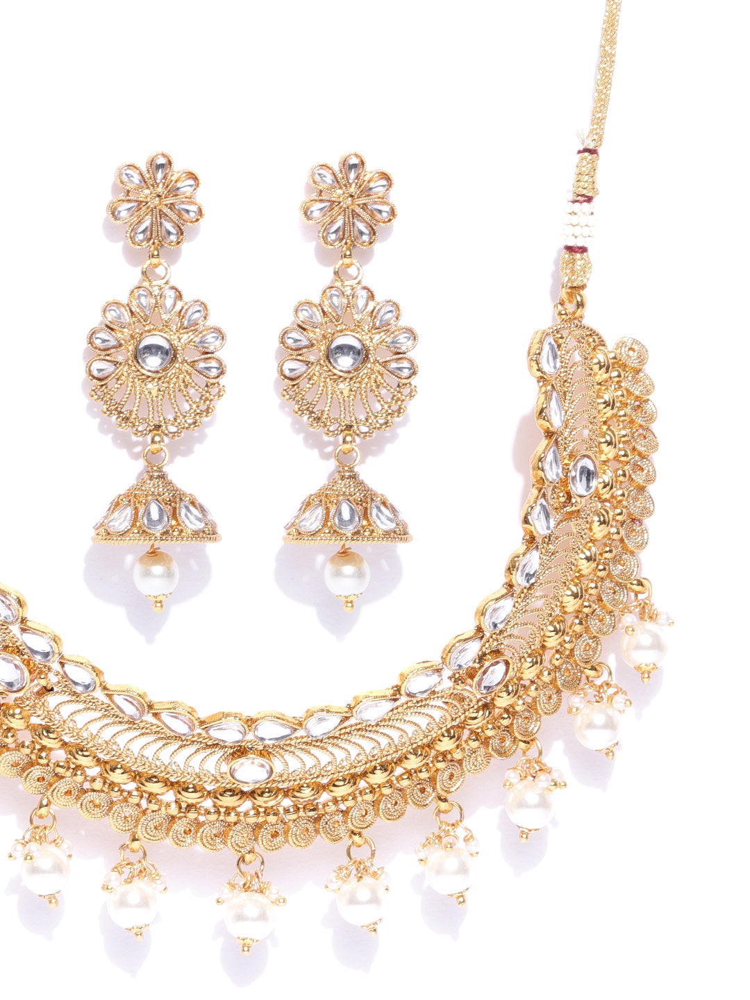 Kundan Pearls Gold Plated MaangTika Jewellery Set