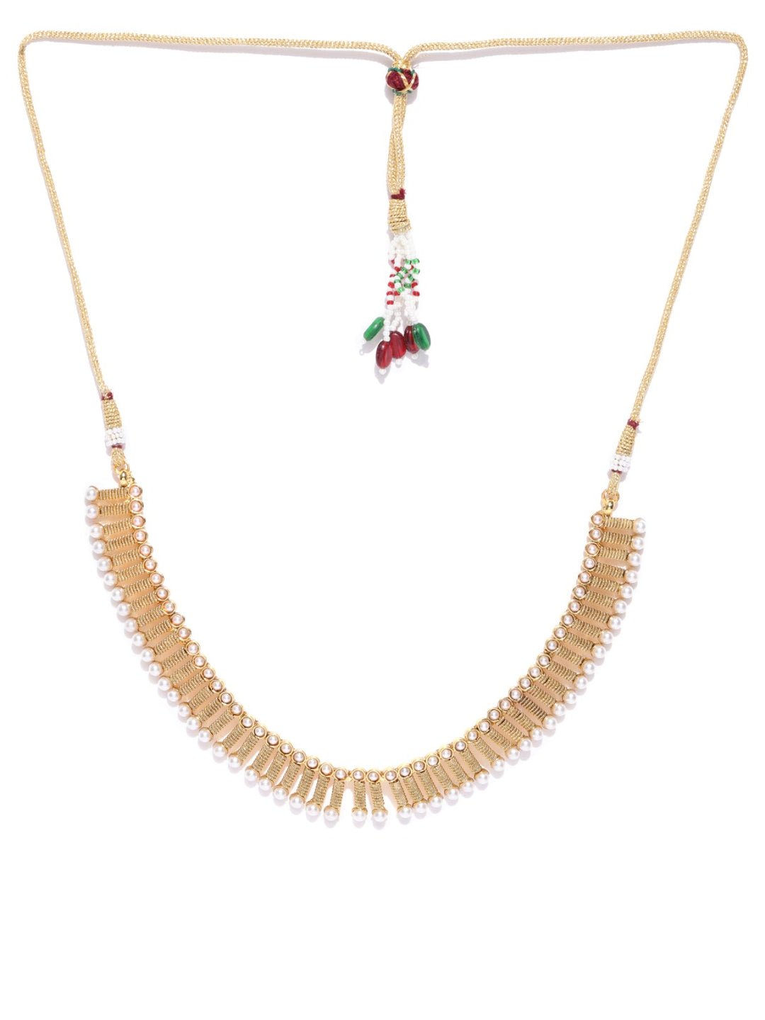 White Beads Gold Plated Necklace