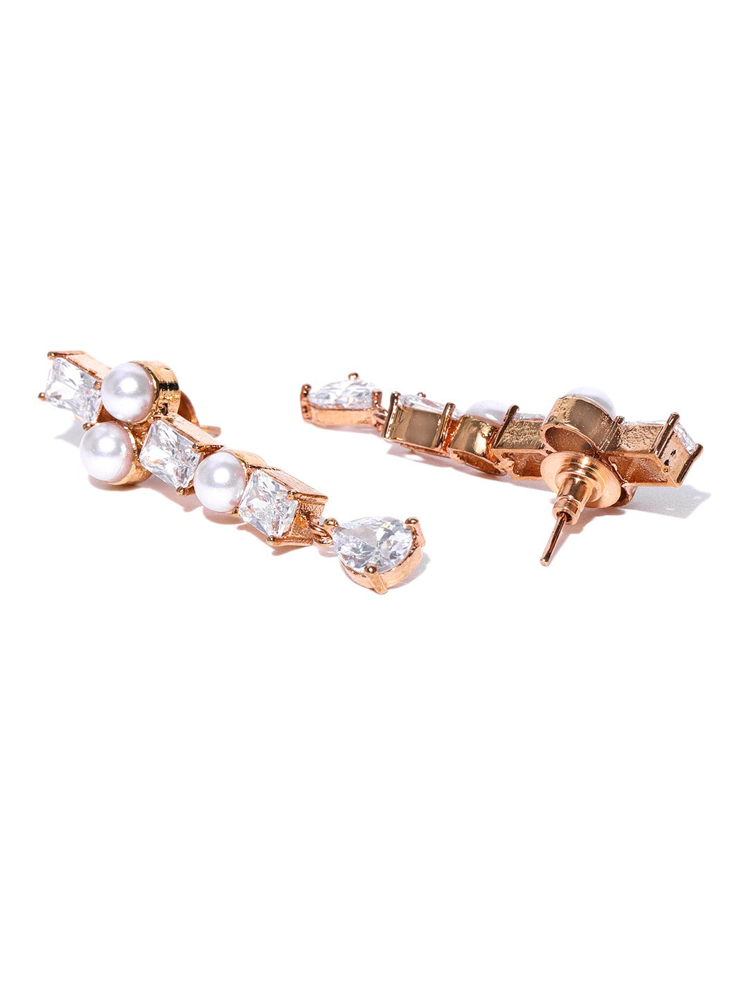 American Diamond Pearls Rose Gold Plated Jewellery Set