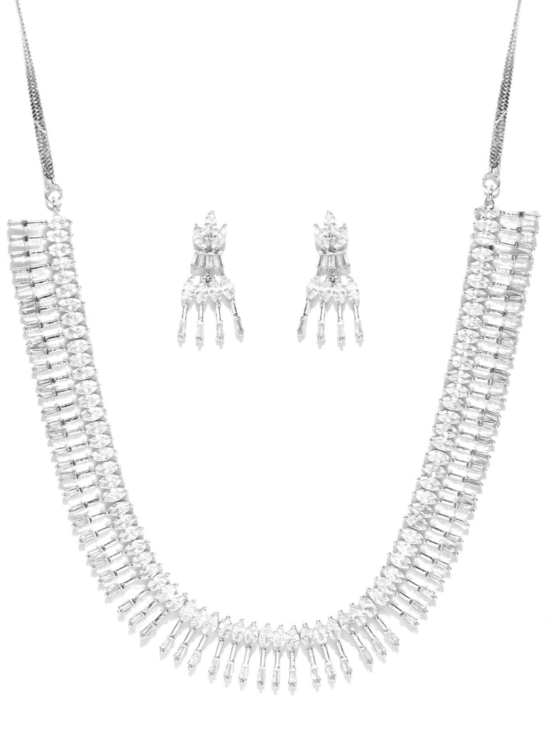 American Diamond Silver Plated Jewellery Set
