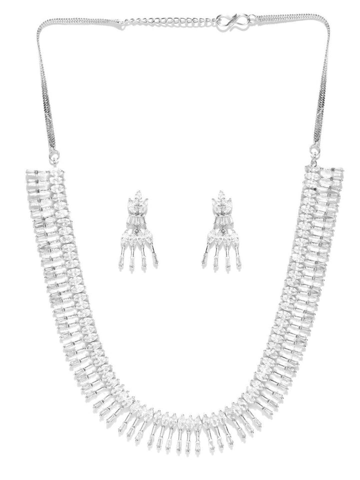 American Diamond Silver Plated Jewellery Set