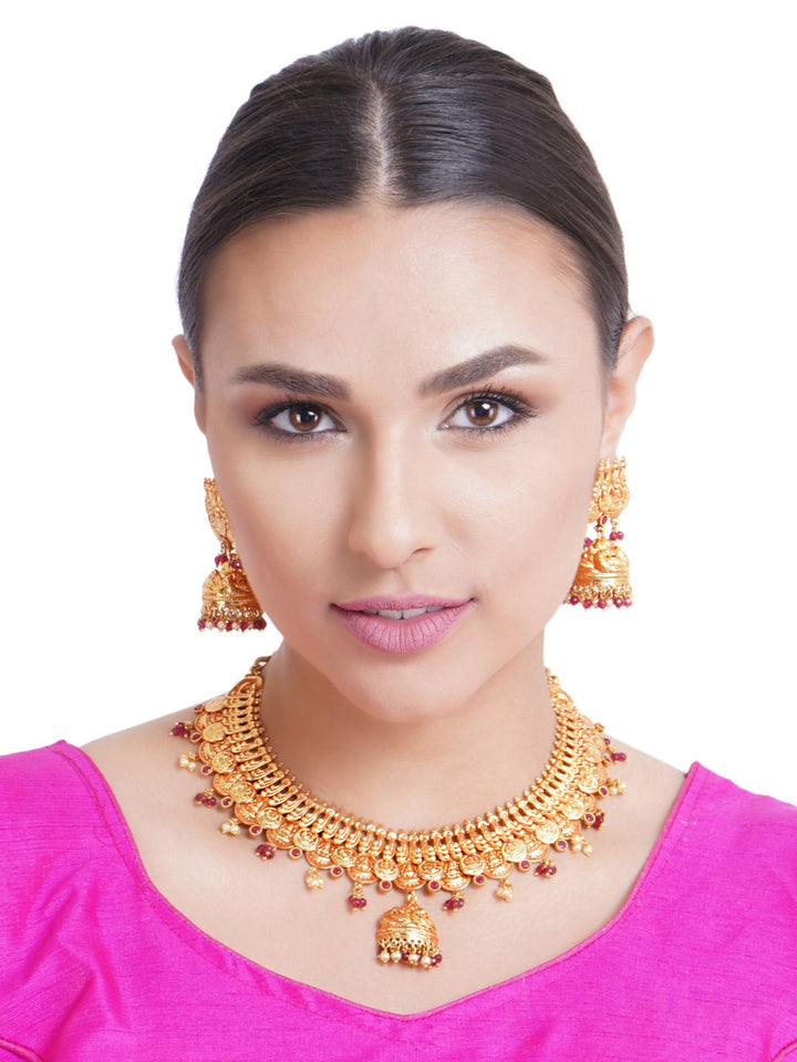 Beads Gold Plated Temple Jewellery Set