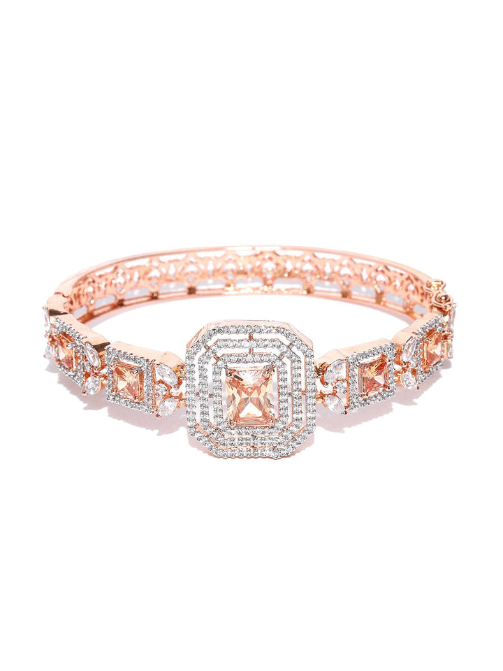American Diamond Rose Gold Plated Jewellery Set With Bracelets & Ring