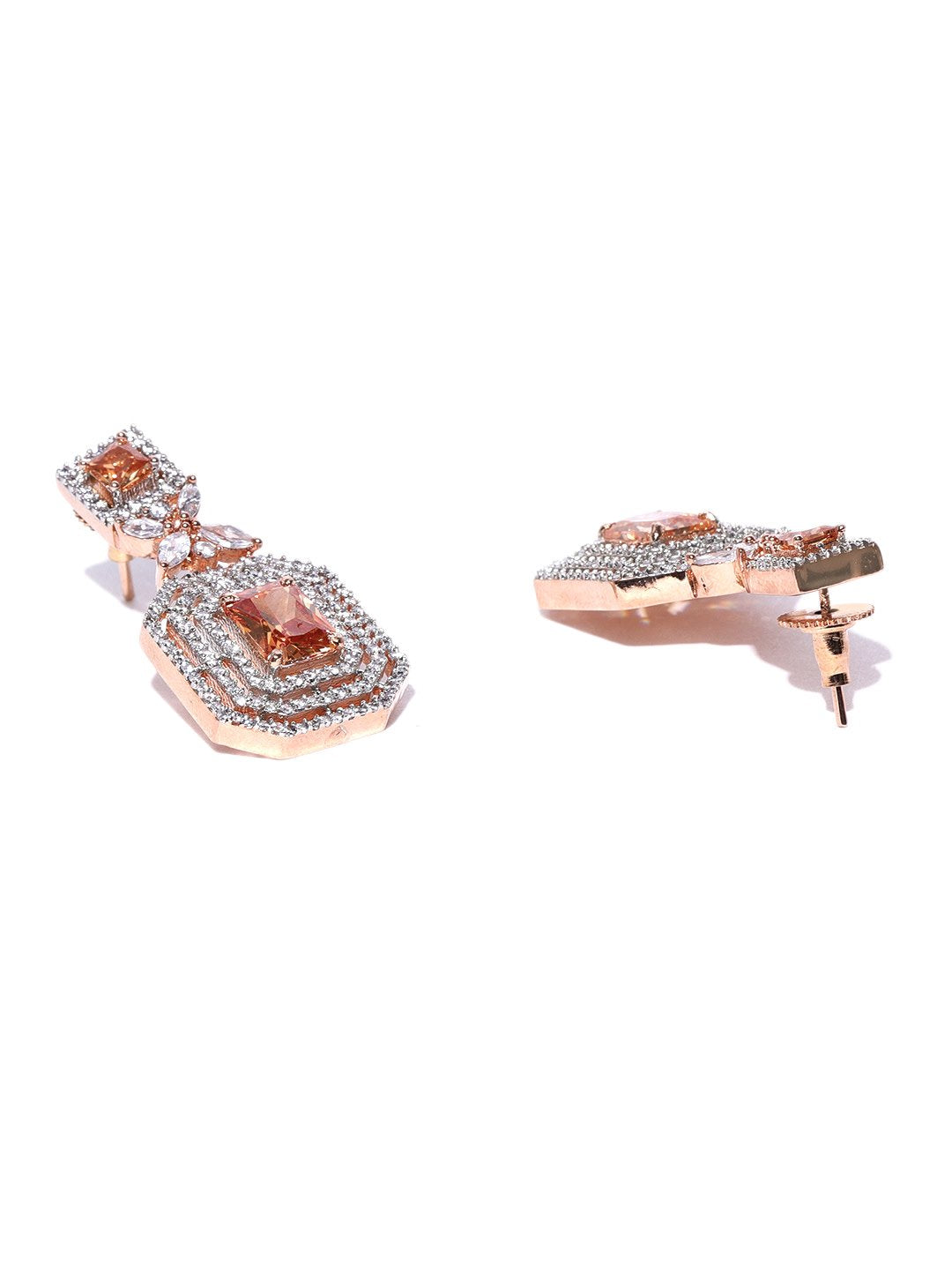 American Diamond Rose Gold Plated Jewellery Set With Bracelets & Ring