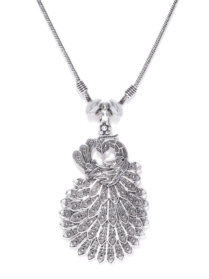 German Silver Oxidised Peacock Pendant