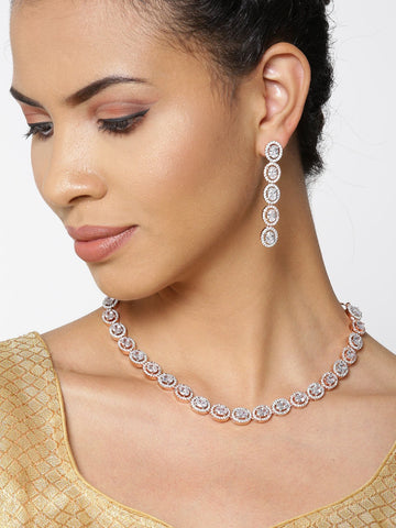 American Diamond Rose Gold Plated Jewellery Set