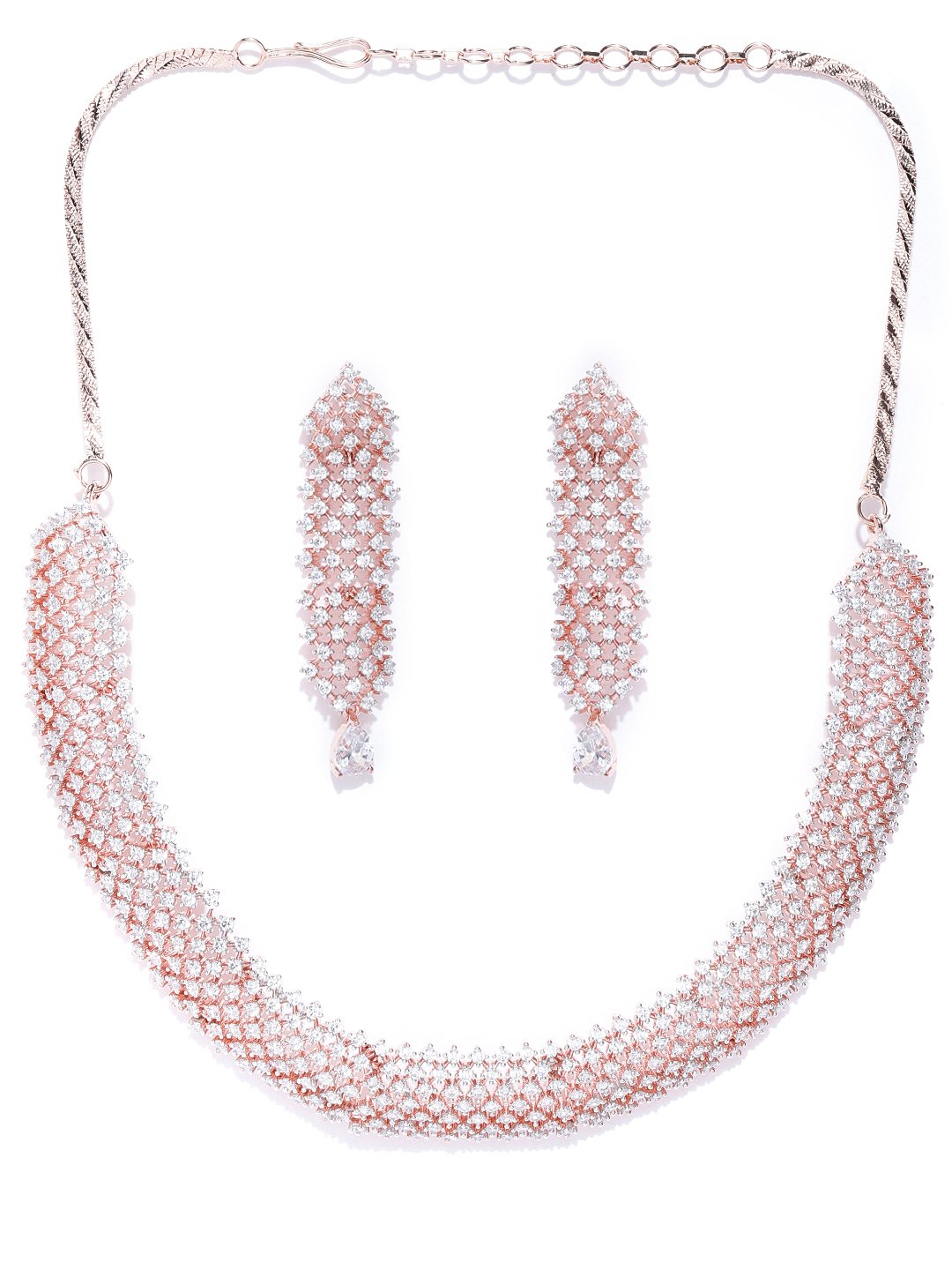 Prita By Priyaasi Priyaasi Pink Heart Rose Gold Layered Necklace For Women (Rose Gold, OS)