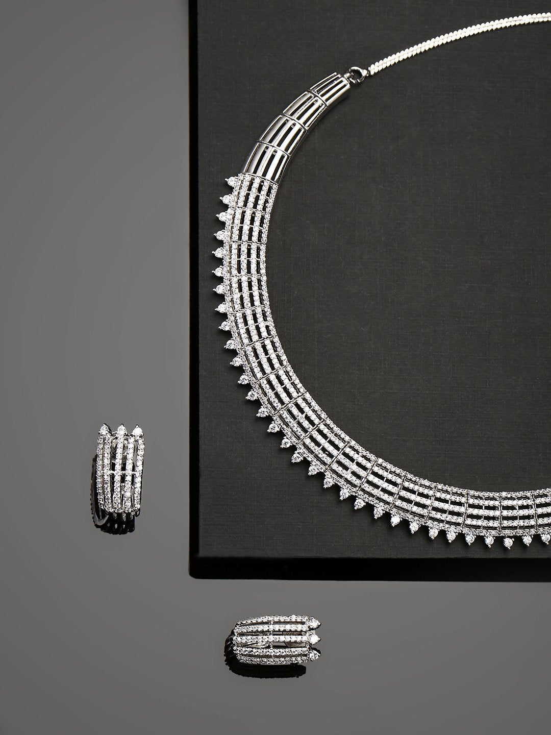 Steller Strings-American Diamond Silver Plated Jewellery Set