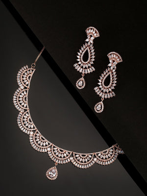 Dazzling Diva-American Diamond Rose Gold Plated Jewellery Set