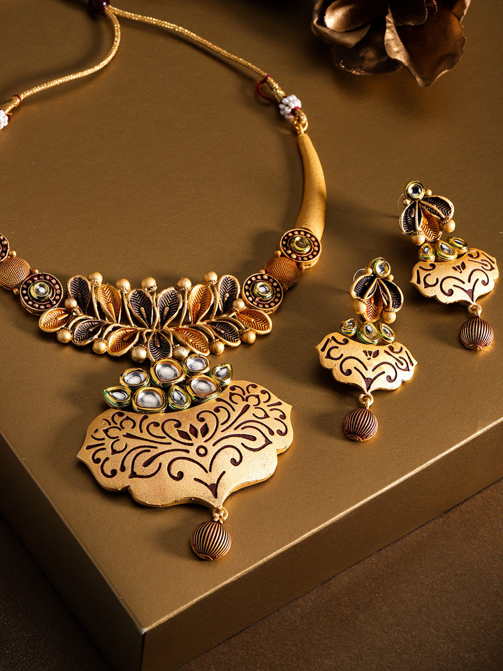 Kundan Gold Plated Floral Jewellery Set