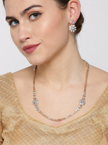 American Diamond Rose Gold Plated Jewellery Set