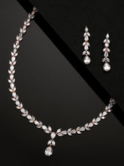Lustrous - American Diamond Rose Gold Plated Jewellery Set