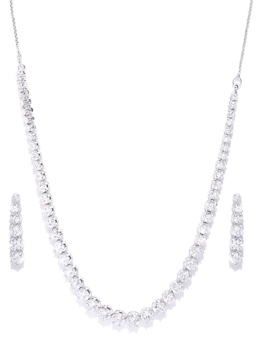 Moon Shine-American Diamond Silver Plated Jewellery Set