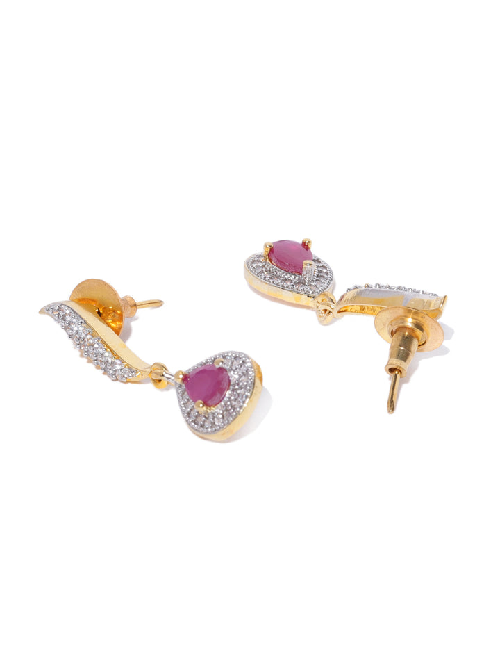 Ruby American Diamond Gold Plated Jewellery Set