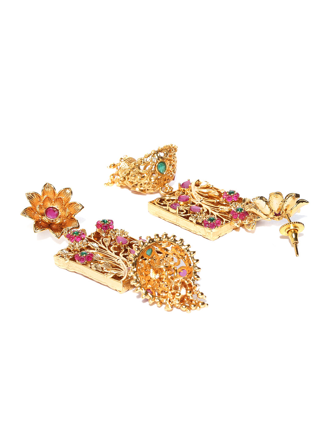 Priyaasi Gold-Plated Long Jewellery Set in Floral Pattern