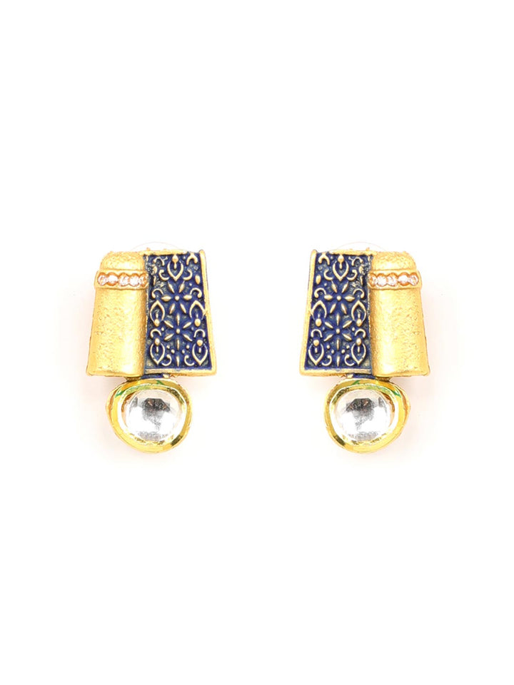 Blue Kundan Gold Plated Meenakari Jewellery Set