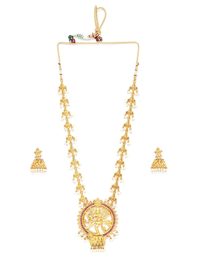 Beads Gold Plated Natraj Temple Jewellery Set