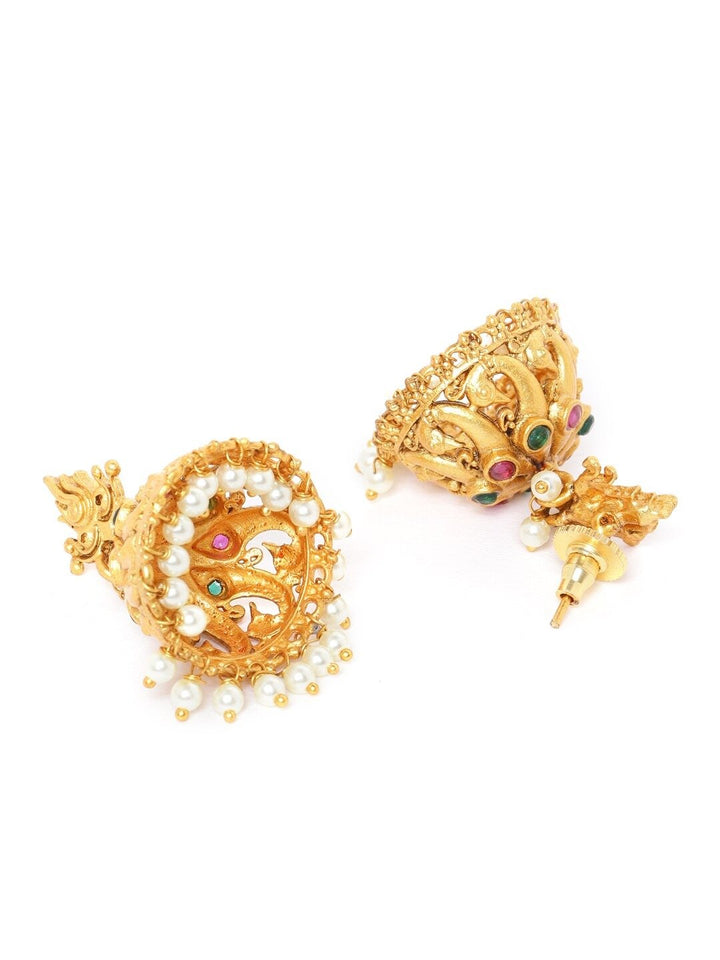 Beads Gold Plated Natraj Temple Jewellery Set