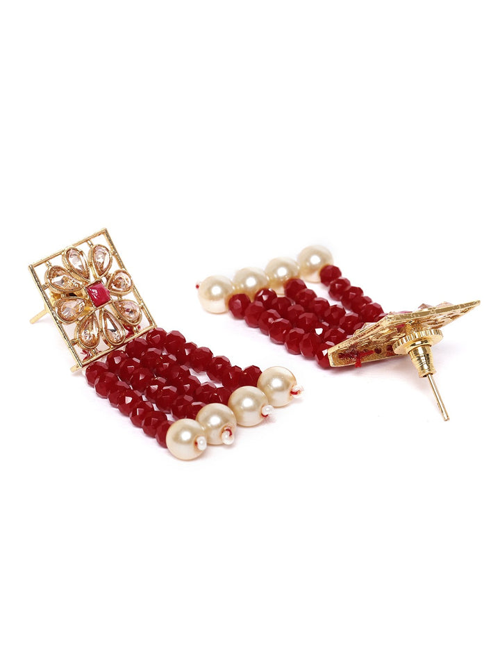Red Beads Pearls Kundan Gold Plated Choker