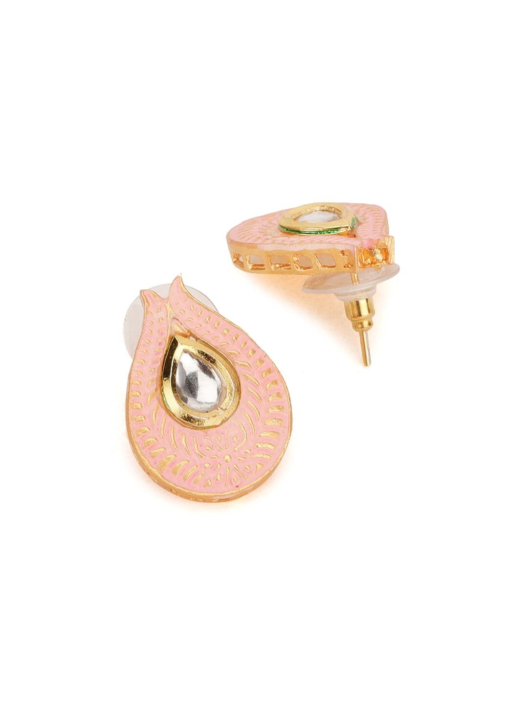 Pink Kundan Gold Plated Paisley Jewellery Set