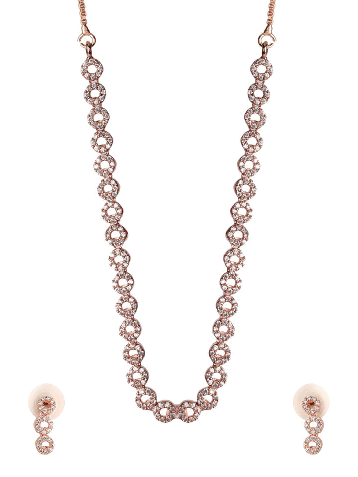 Rose Gold American Diamond Jewellery Set